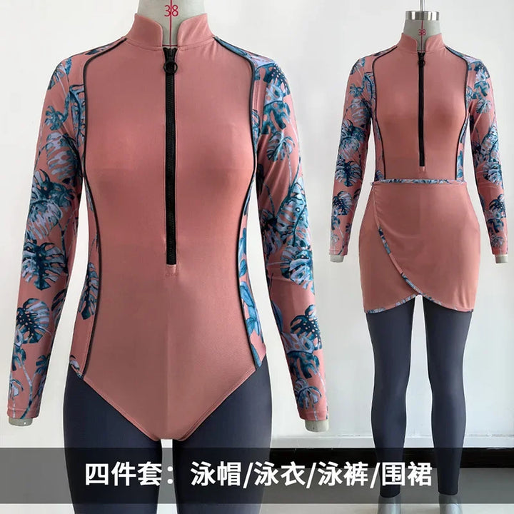 Abaya Summer Muslim Swimwear Hijab Women Musulman 4pcs Swimsuit Muslim Swimming Suit Modest Swimwear 4 Pieces Sets Islamic 2025 - Vogue Vista UK
