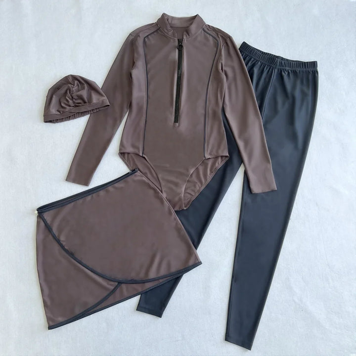 Abaya Summer Muslim Swimwear Hijab Women Musulman 4pcs Swimsuit Muslim Swimming Suit Modest Swimwear 4 Pieces Sets Islamic 2025 - Vogue Vista UK