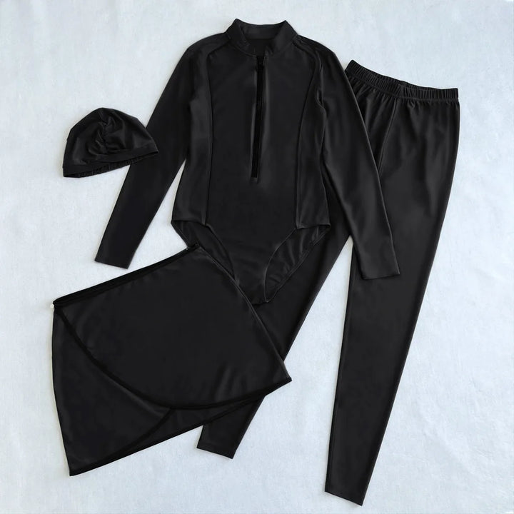 Abaya Summer Muslim Swimwear Hijab Women Musulman 4pcs Swimsuit Muslim Swimming Suit Modest Swimwear 4 Pieces Sets Islamic 2025 - Vogue Vista UK
