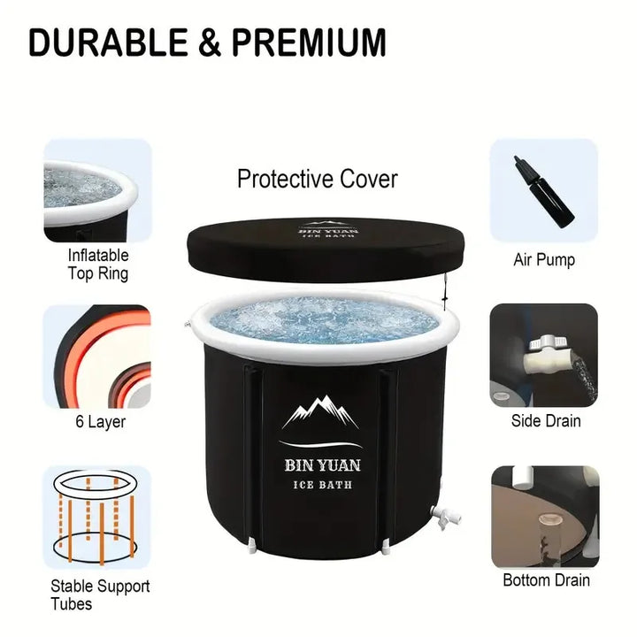 Portable Inflatable Ice Bath Tub - Freestanding Bathtubs for Adults with Foldable Design, Outdoor Cold Plunge Tub, Hot Tub Spa - Vogue Vista UK