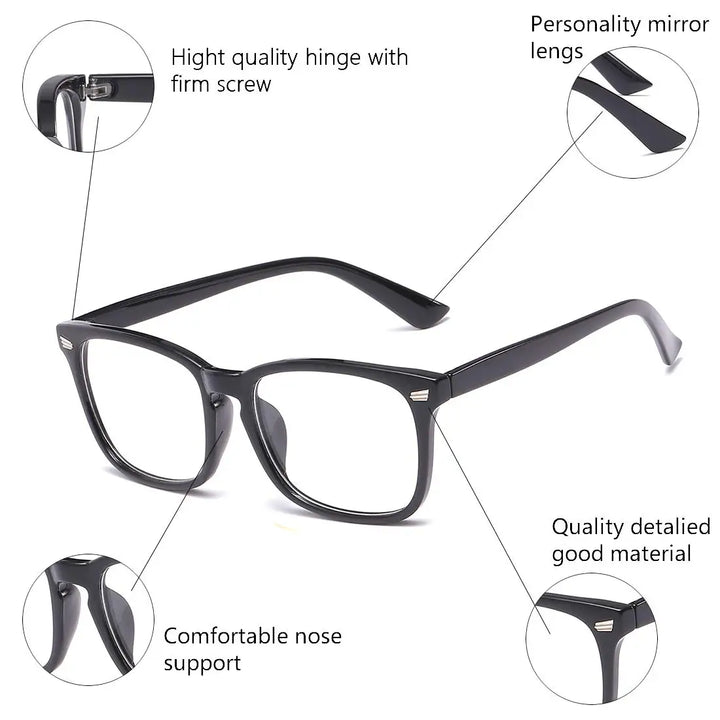 Blue Light Blocking Glasses Square Nerd Eyeglasses Frame Anti Blue Ray Computer Game Glasses - Vogue Vista UK