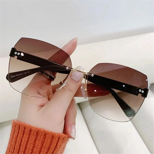 Stylish and Fashionable 2024 Rimless Gradient Sunglasses for Women - Designer Brand Eyeglasses with Retro Frameless Design, Idea - Vogue Vista UK