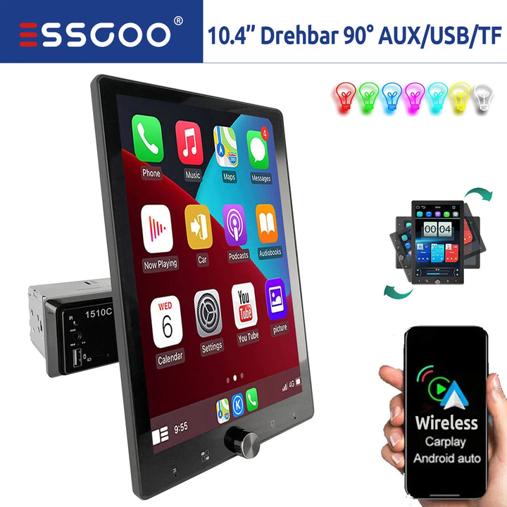IPS Touchscreen Car Stereo Wireless Apple,Android Auto USB AUX TF FM Bluetooth - Vogue Vista UK