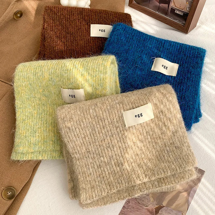 Solid Color Knitted Scarf for Women in Winter High-end Korean Version Versatile and Popular in Winter Warm and Thick Scarf - Vogue Vista UK