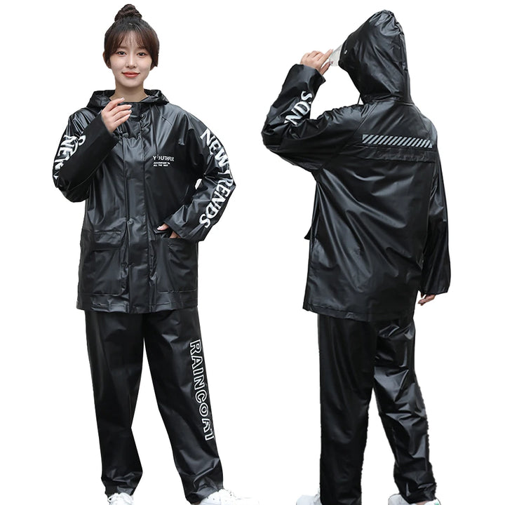Full Body Raincoat Waterproof Top & Bottom Rain Gear Windproof Long Sleeve Raincoat for Fishing Hiking Travel Running - Vogue Vista UK