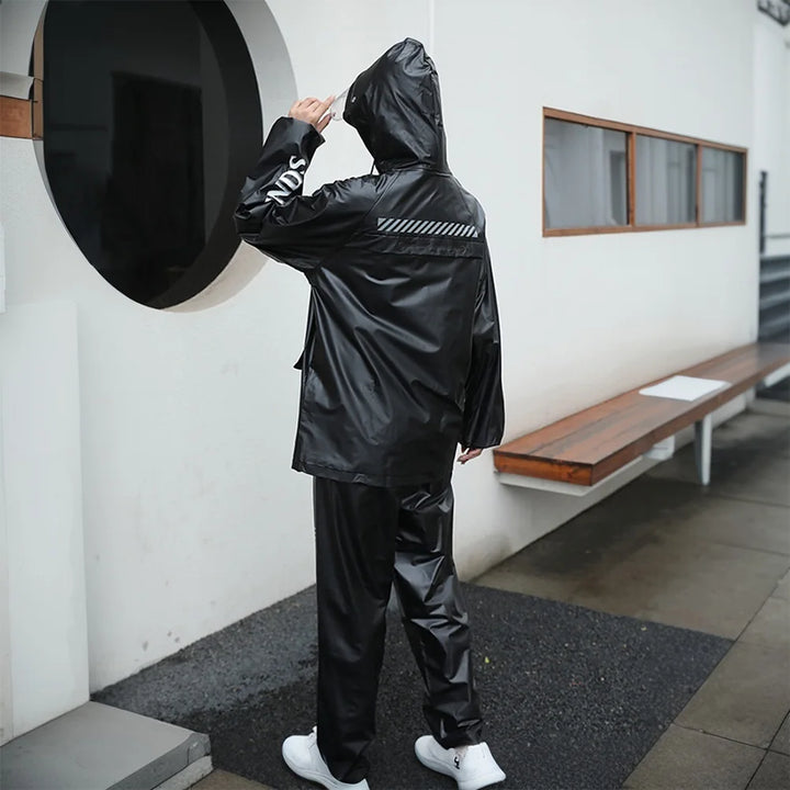 Full Body Raincoat Waterproof Top & Bottom Rain Gear Windproof Long Sleeve Raincoat for Fishing Hiking Travel Running - Vogue Vista UK