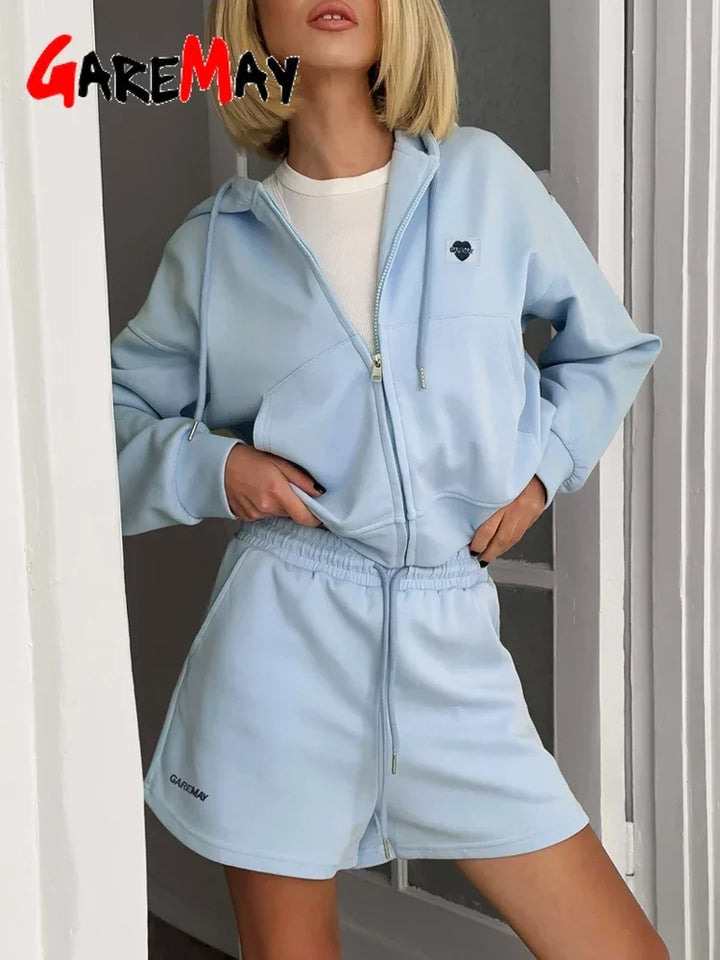 Spring Women's Summer Suit with Shorts Cotton Oversize Pink  Top and Shorts Set Two-piece Casual Tracksuit with Shorts for Women - Vogue Vista UK