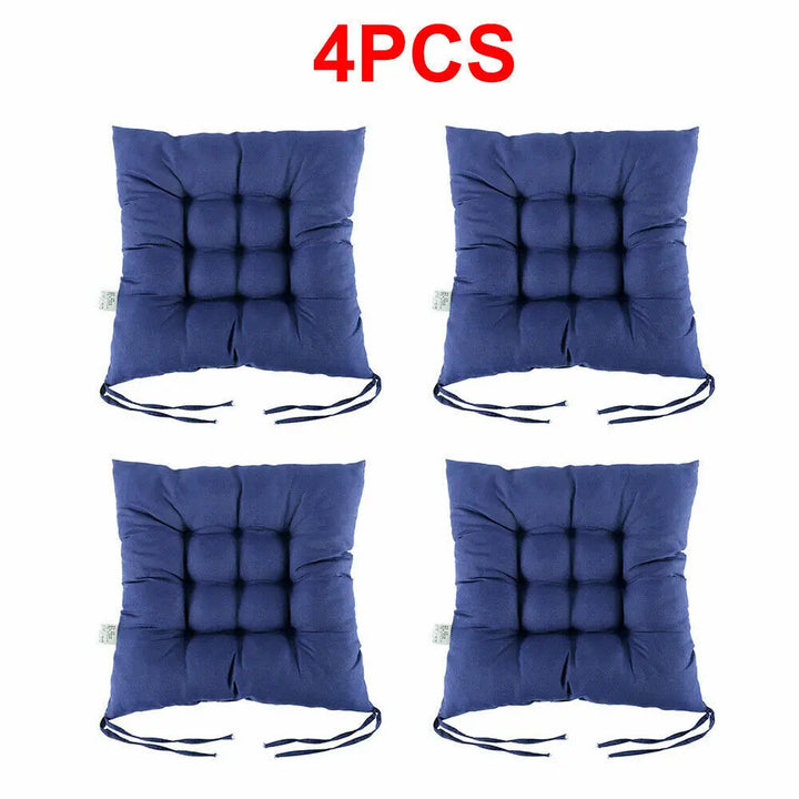 4 Pack Seat Pad Dining Room Garden Kitchen Chair Seat Cushions Tie On Plain UK - Vogue Vista UK