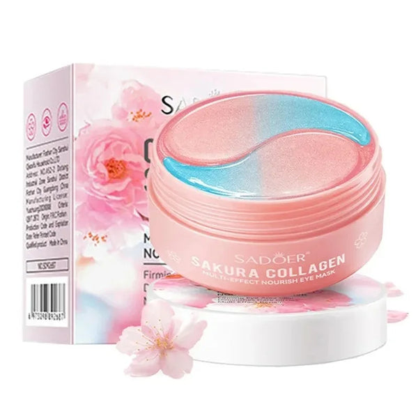 60pcs SADOER Sakura Collagen Eye Mask Anti Dark Circles Eyes Bags Removal Moisturizing Firming Eye Patches Skin Care for Eyes - Vogue Vista UK