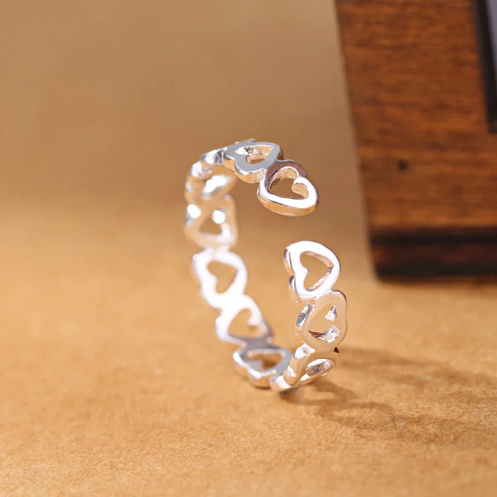 925 Sterling Silver Heart Adjustable Rings For Women Engagement Wedding Luxury Jewelry Accessories Jewellery - Vogue Vista UK