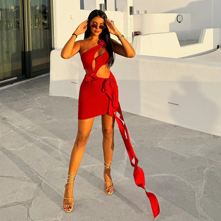 2025 Red Flower Swimsuit With Cover Up Desire Swim Suit Luxury Women Swimwear Sexy Hollow Bikini Beachwear Bodysuit Bathingsuit - Vogue Vista UK