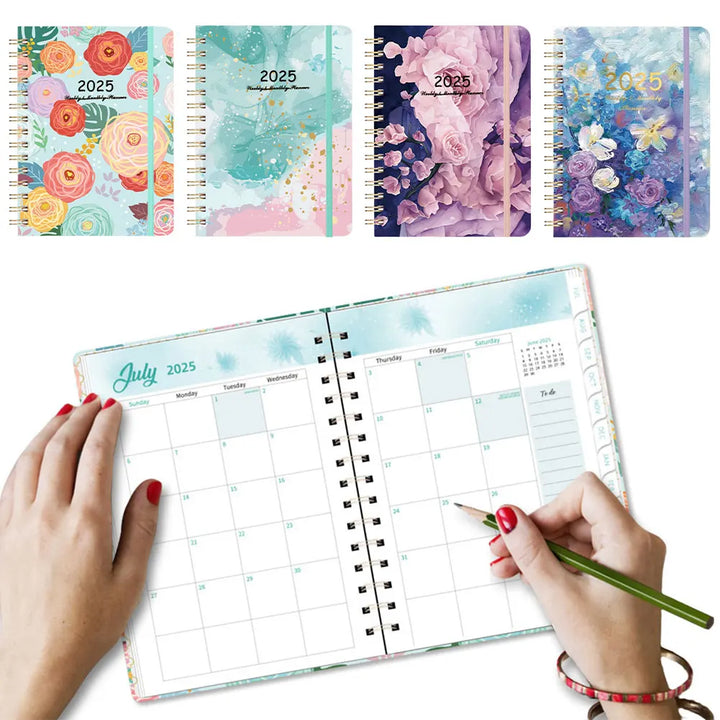 2025 A5 Diary Planner Spiral Bound Weekly Planner Notebook Monthly Planner for Office School - Vogue Vista UK