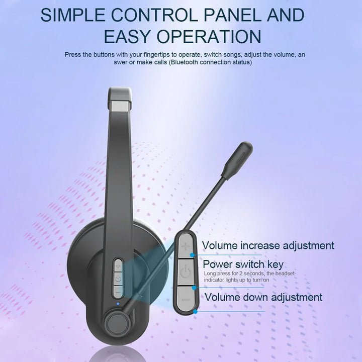 HiFi Stereo Bluetooth-compatible Headset Business Call Center Noise Canceling Headset with Microphone - Vogue Vista UK