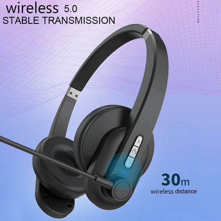 HiFi Stereo Bluetooth-compatible Headset Business Call Center Noise Canceling Headset with Microphone - Vogue Vista UK