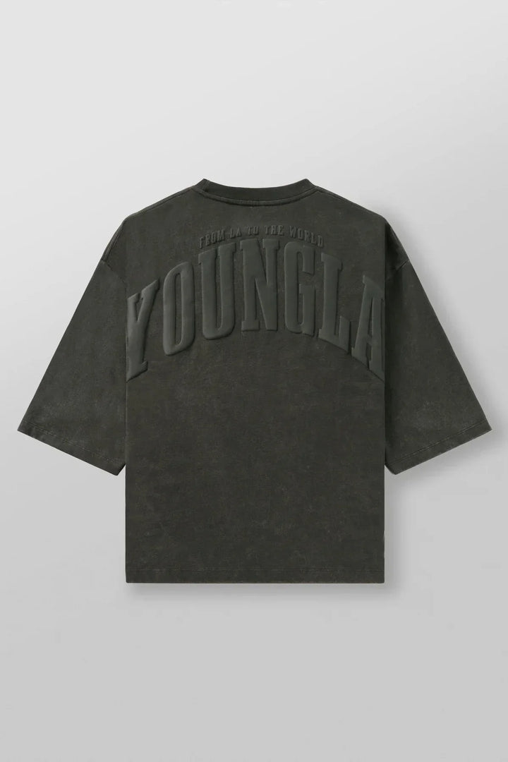 YOUNGLA men's oversized T-shirt foam printed cotton short sleeve American sports fitness casual jacket - Vogue Vista UK