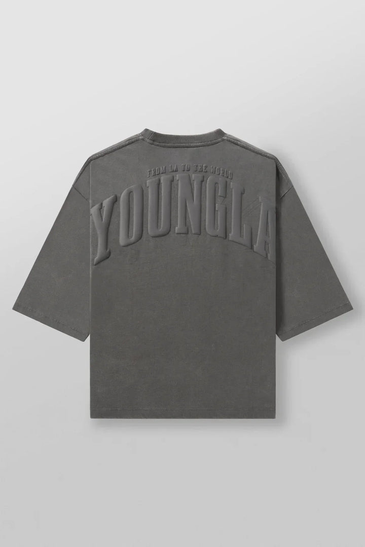 YOUNGLA men's oversized T-shirt foam printed cotton short sleeve American sports fitness casual jacket - Vogue Vista UK