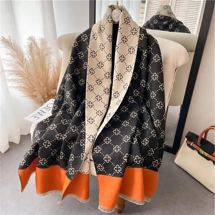 Warm Cashmere Poncho Shawl Scarf Luxury Print Thick Pashmina Winter Blanket Wraps Bufanda Casual Hijab Stoles Echarpe - Vogue Vista UK