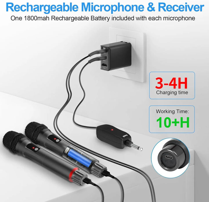 Wireless Microphones Rechargeable, Aveek Karaoke Handheld Microphone with Receiver,Microphones for Singing,Karaoke Machines,DJ - Vogue Vista UK
