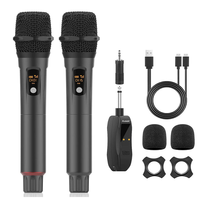 Wireless Microphones Rechargeable, Aveek Karaoke Handheld Microphone with Receiver,Microphones for Singing,Karaoke Machines,DJ - Vogue Vista UK