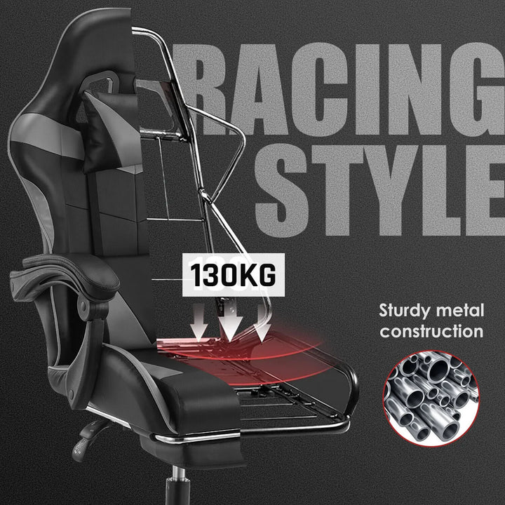 Gaming Chair Ergonomic Computer Chair Office Chair Desk Swivel Chair Adjustable Reclining Footrest Cushion,Massage Pillow - Vogue Vista UK