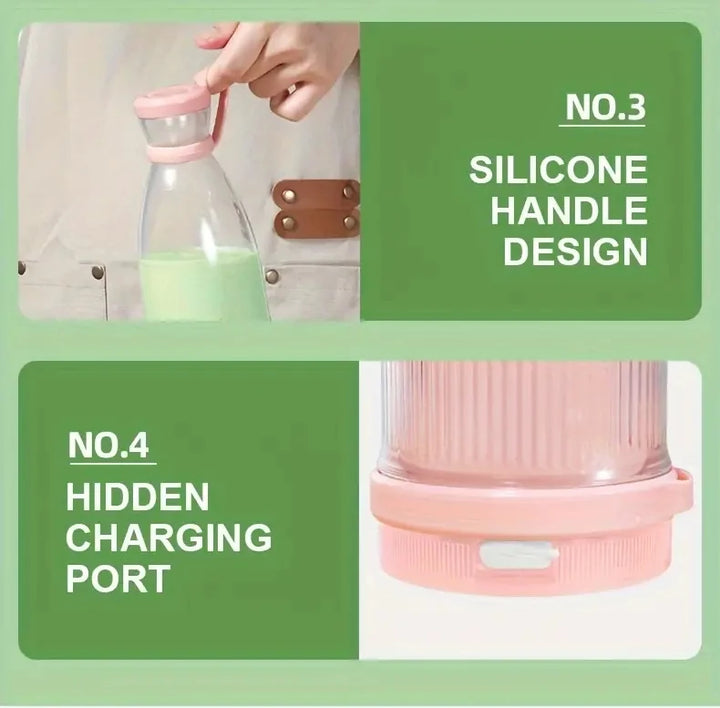 Electric Juicer Cup 6 Blades Blender Milkshake Machine USB Portable Fruit Milk Mixing Tool Mini Fresh Juice Blender Sport - Vogue Vista UK
