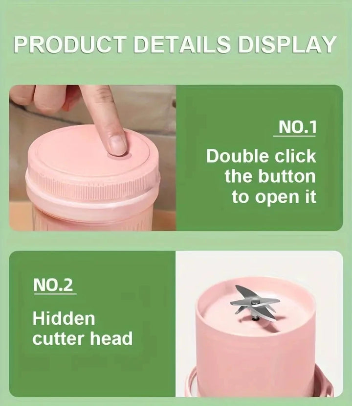 Electric Juicer Cup 6 Blades Blender Milkshake Machine USB Portable Fruit Milk Mixing Tool Mini Fresh Juice Blender Sport - Vogue Vista UK