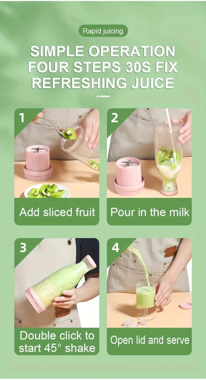 Electric Juicer Cup 6 Blades Blender Milkshake Machine USB Portable Fruit Milk Mixing Tool Mini Fresh Juice Blender Sport - Vogue Vista UK