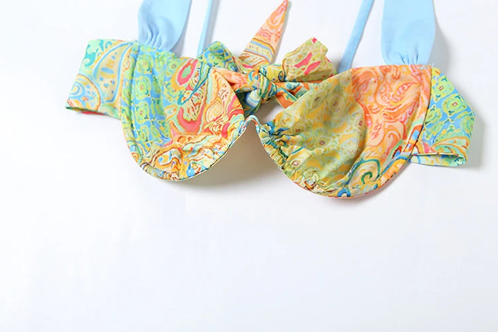 Weird Puss Summer Vacation 2 Piece Set Women Colorful Print Bra Tops+High-Waist Hollow Maxi Skirts Matching Midnight Clubwear - Vogue Vista UK