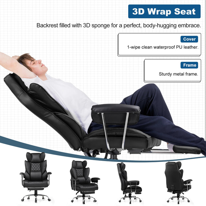 GTPLAYER Gaming Chair, Executive Office Desk Chair Ergonomic Computer Chair with Footrest Heavy Duty High Back Lumbar Support - Vogue Vista UK