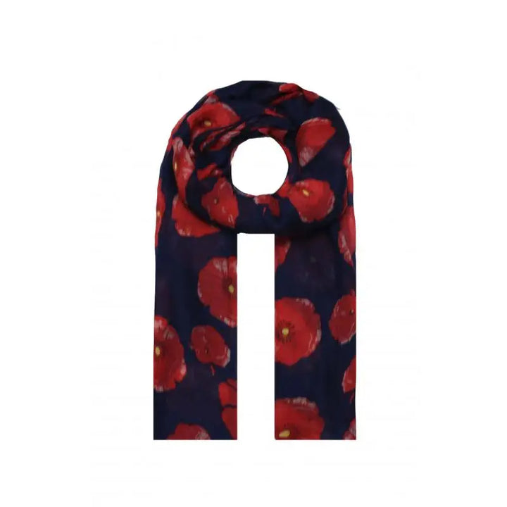 Elegant Poppy Print Scarf - White Base with Red Poppies - Vogue Vista UK