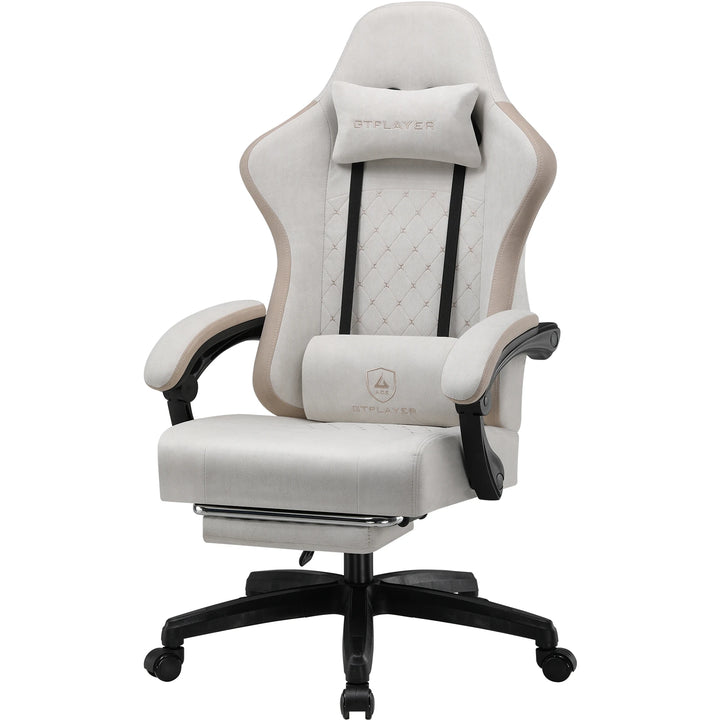 GTPLAYER Fabric Gaming Chair with Footrest, Computer Desk Chair with Pocket Spring Cushion, Home Office Ergonomic Chair - Vogue Vista UK
