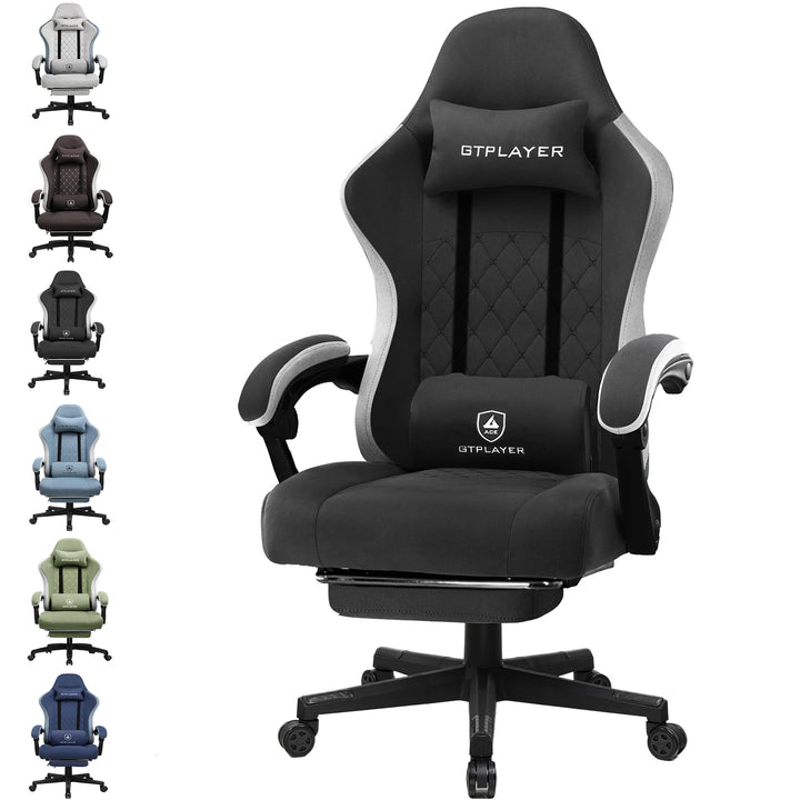 GTPLAYER Fabric Gaming Chair with Footrest, Computer Desk Chair with Pocket Spring Cushion, Home Office Ergonomic Chair - Vogue Vista UK