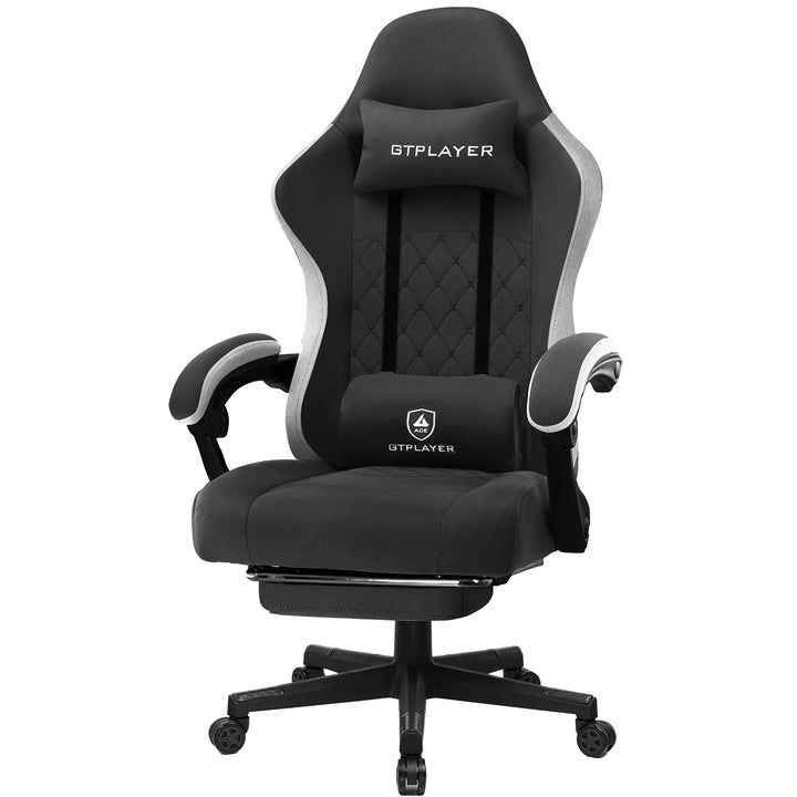 GTPLAYER Fabric Gaming Chair with Footrest, Computer Desk Chair with Pocket Spring Cushion, Home Office Ergonomic Chair - Vogue Vista UK