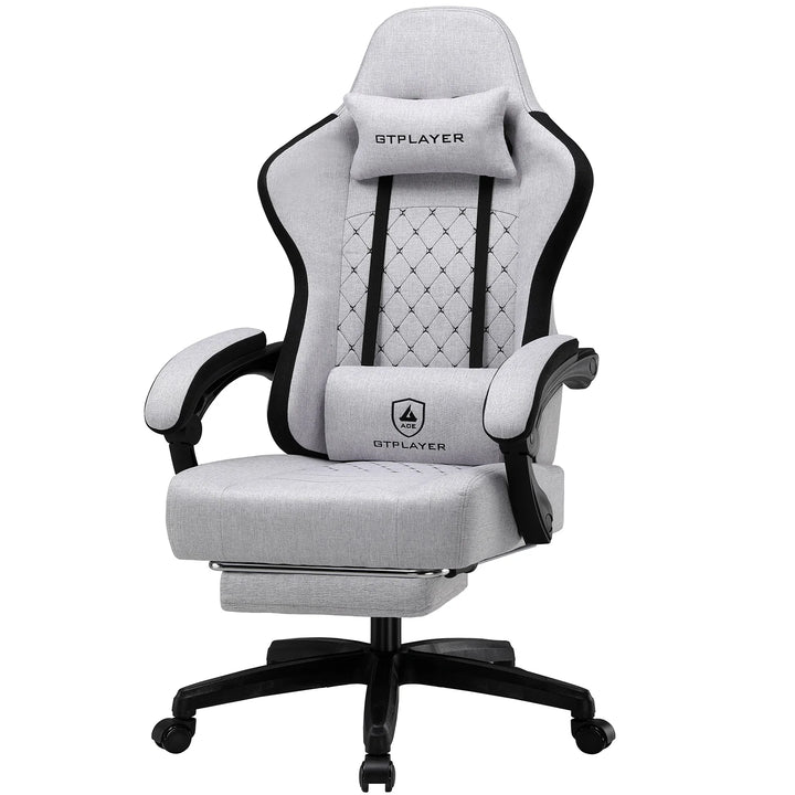 GTPLAYER Fabric Gaming Chair with Footrest, Computer Desk Chair with Pocket Spring Cushion, Home Office Ergonomic Chair - Vogue Vista UK