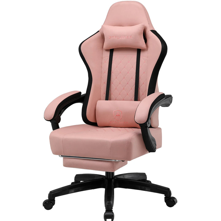 GTPLAYER Fabric Gaming Chair with Footrest, Computer Desk Chair with Pocket Spring Cushion, Home Office Ergonomic Chair - Vogue Vista UK