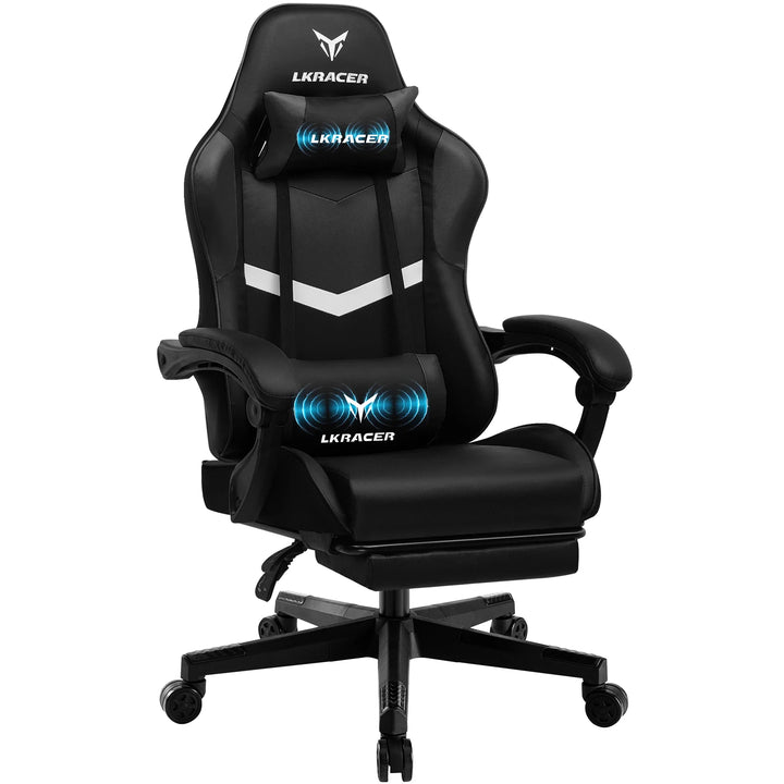 LUCKRACER Gaming Chair, Massage Ergonomic Computer Chair with Lumbar Support High Back Height Adjustable Gaming Chair - Vogue Vista UK