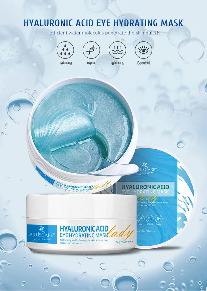 ARTISCARE Hyaluron Acid Eye Masks 60pcs for Removal Puffiness Dark Circles Moisturizing Fade Wrinkles Collagen Gel Eye Patches - Vogue Vista UK