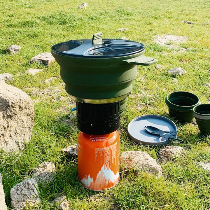 Foldable Portable Camping Cook Pot with Handle Open Fire Coffee Pot for Outdoor Fishing for Hiking Backpacking for Picnic Travel - Vogue Vista UK