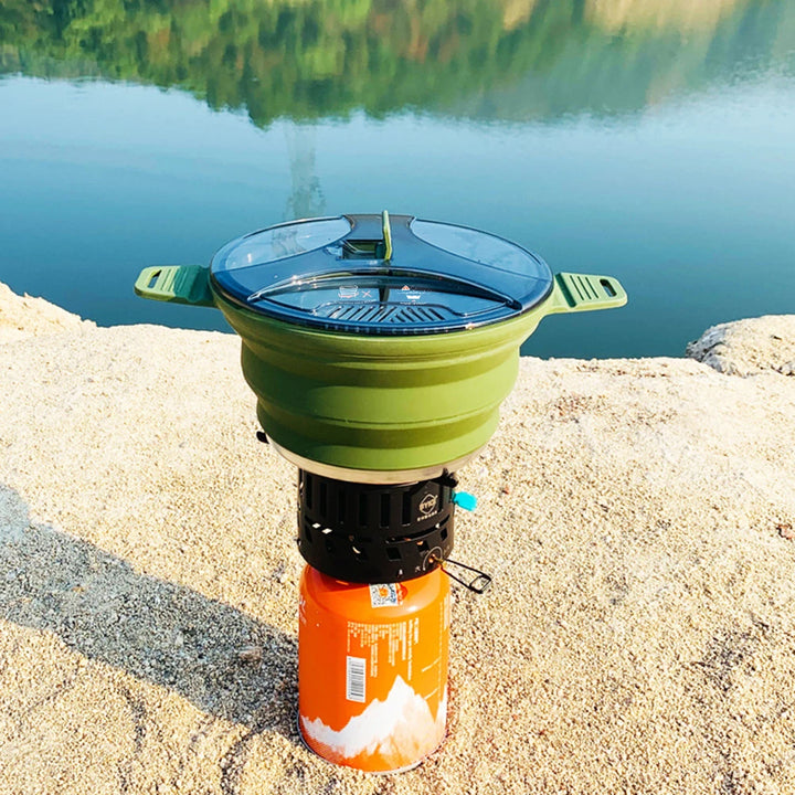 Foldable Portable Camping Cook Pot with Handle Open Fire Coffee Pot for Outdoor Fishing for Hiking Backpacking for Picnic Travel - Vogue Vista UK