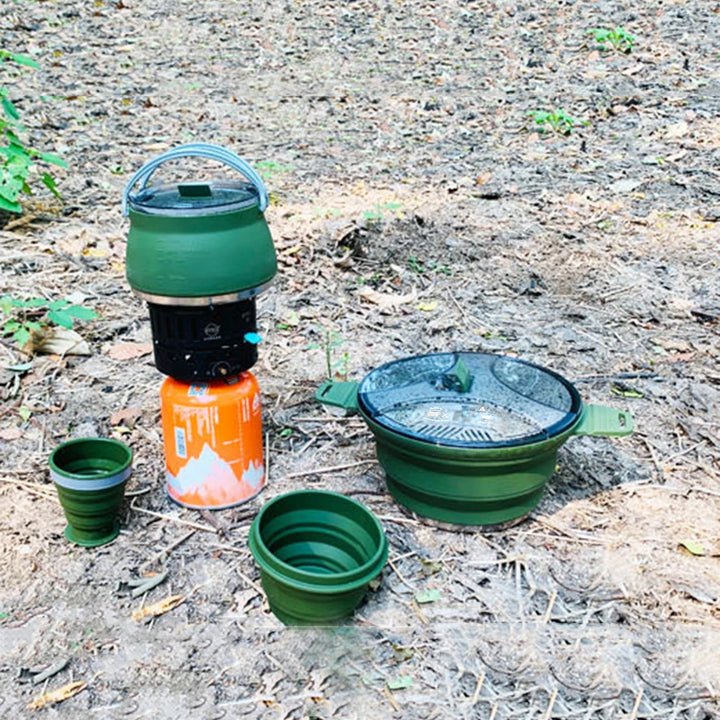 Foldable Portable Camping Cook Pot with Handle Open Fire Coffee Pot for Outdoor Fishing for Hiking Backpacking for Picnic Travel - Vogue Vista UK