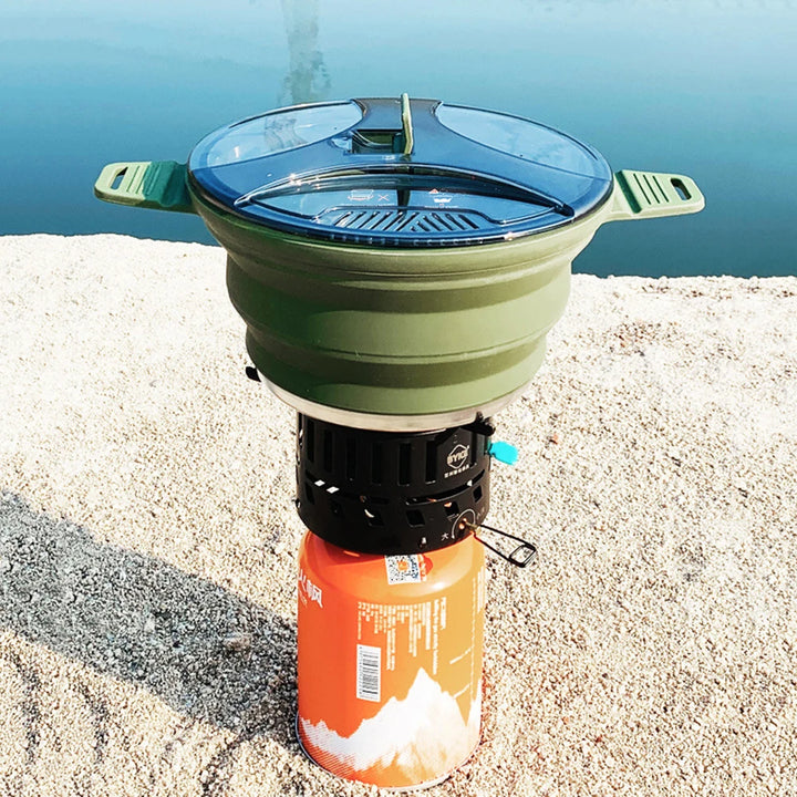 Foldable Portable Camping Cook Pot with Handle Open Fire Coffee Pot for Outdoor Fishing for Hiking Backpacking for Picnic Travel - Vogue Vista UK
