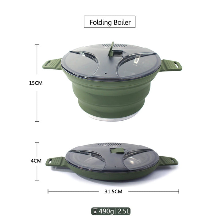 Foldable Portable Camping Cook Pot with Handle Open Fire Coffee Pot for Outdoor Fishing for Hiking Backpacking for Picnic Travel - Vogue Vista UK