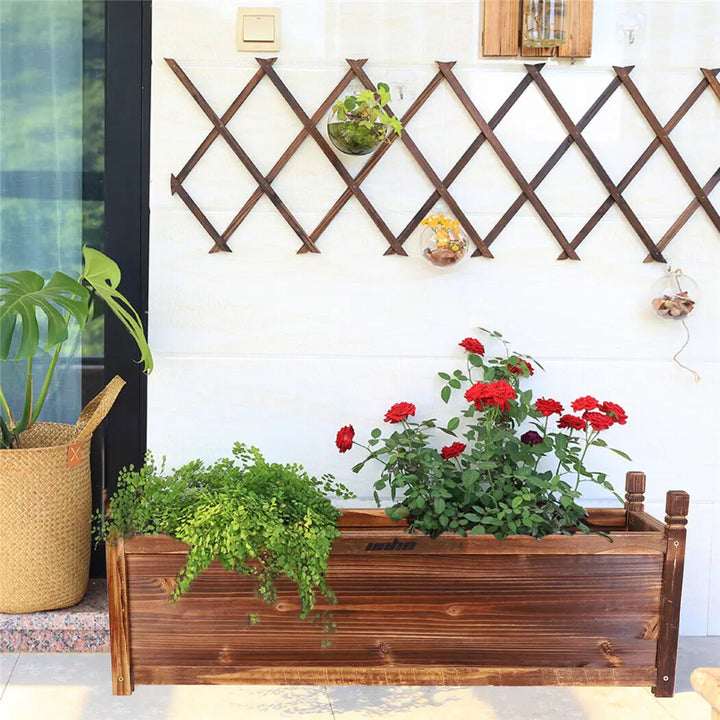 Wood Planter Box Outdoor Raised Garden Planter Bed for Flowers Vegetables - Vogue Vista UK