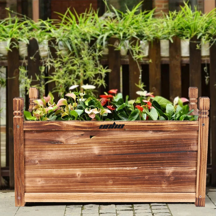Wood Planter Box Outdoor Raised Garden Planter Bed for Flowers Vegetables - Vogue Vista UK