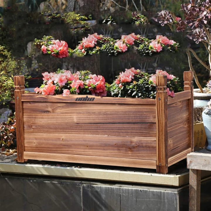 Wood Planter Box Outdoor Raised Garden Planter Bed for Flowers Vegetables - Vogue Vista UK