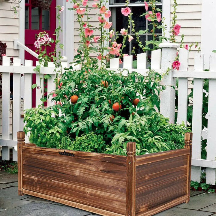 Wood Planter Box Outdoor Raised Garden Planter Bed for Flowers Vegetables - Vogue Vista UK