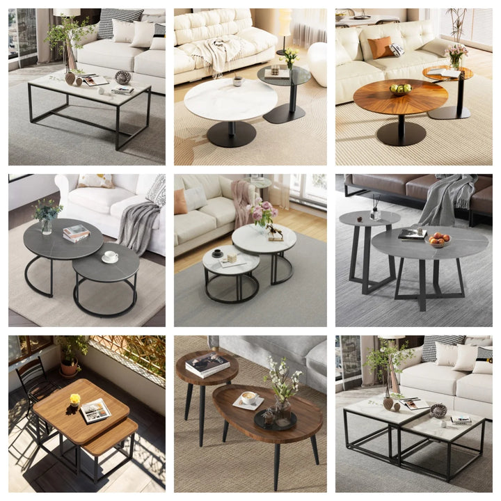 LUVODI Round Tempered Glass Coffee Table Living Room Sofa End Table with 2-tier Storage for Home, Office - Vogue Vista UK