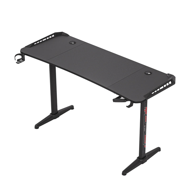 Height Adjustable Gaming Desk Standing Desk, Large Gaming Computer Desk with RGB LED Lights for Gaming and Home Office,Black - Vogue Vista UK