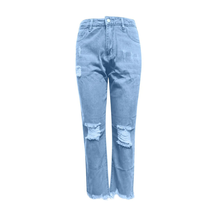 Women Vintage Streetwear Washed Denim Pants Slim distressed leggings jeans Hole Design Leggings Leg Work Pants Denim Trousers - Vogue Vista UK