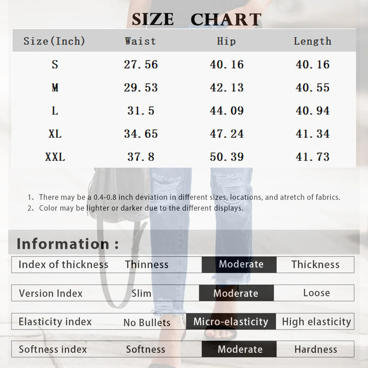 Women Vintage Streetwear Washed Denim Pants Slim distressed leggings jeans Hole Design Leggings Leg Work Pants Denim Trousers - Vogue Vista UK